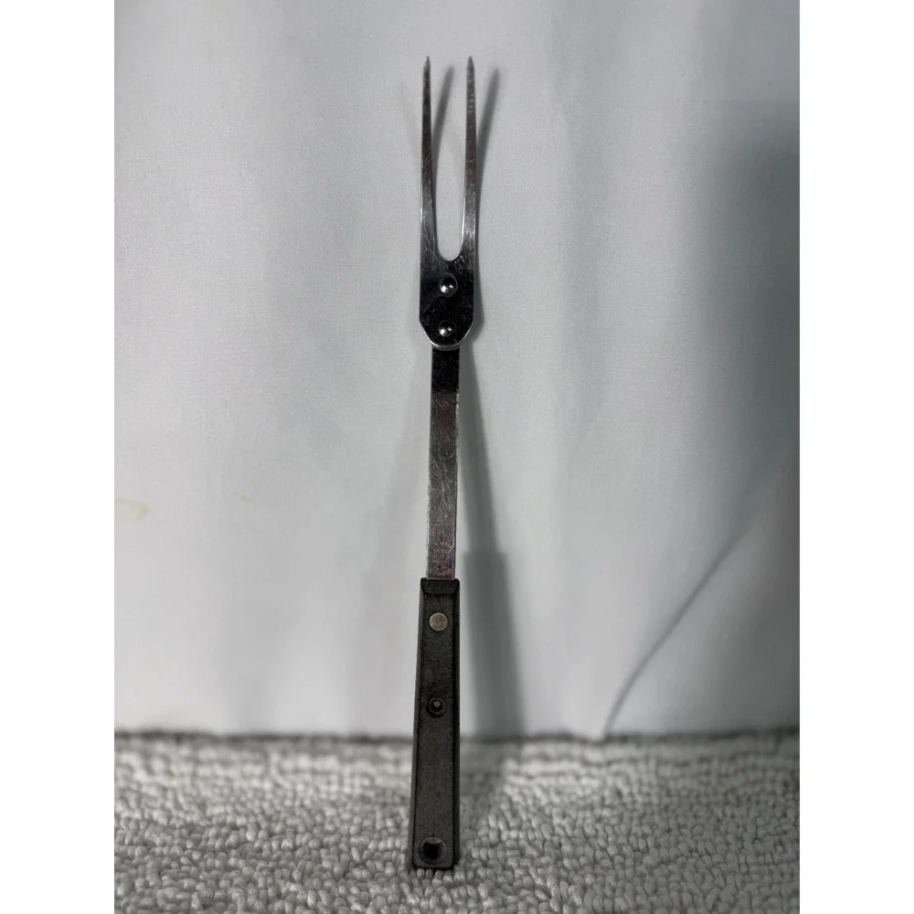 Vintage‎ Ekco Forge Stainless Steel Meat Fork USA 2-Tine Carving Serving 11.25